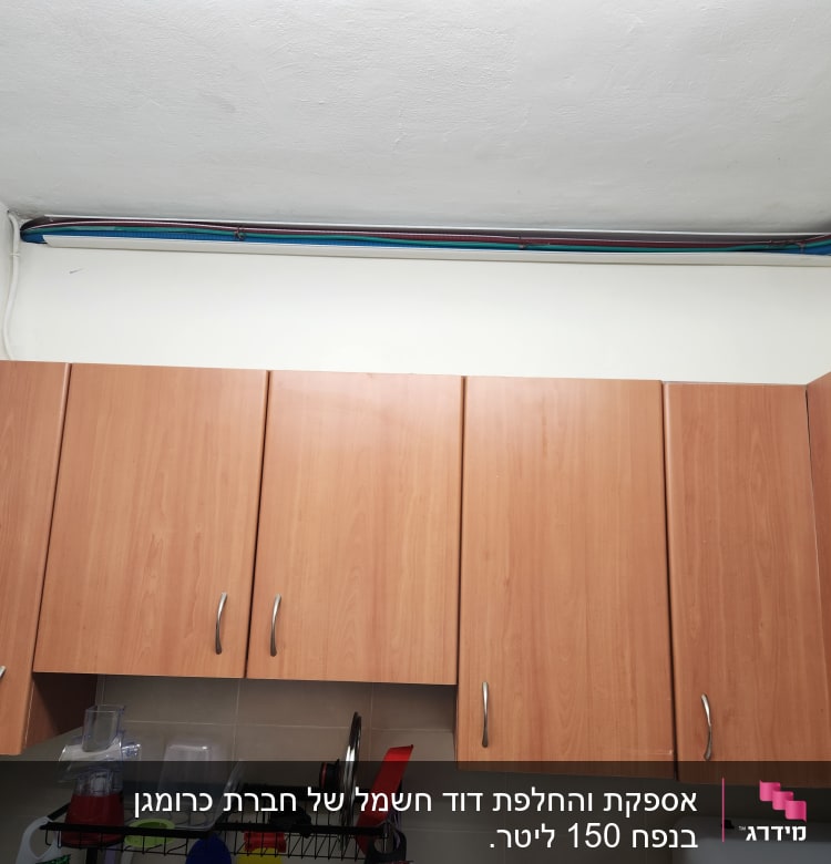 צינורות צבעוניים על תקרה במטבח